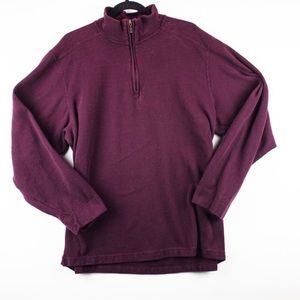 ✅COVINGTON Vintage SEARS Long Sleeve Quarter Zip Pullover Jacket Maroon Burgundy
